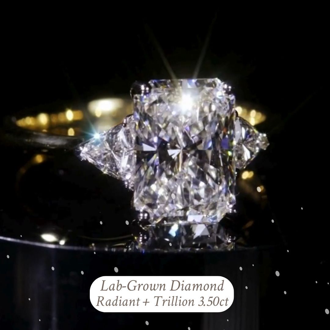 Lab-Grown Diamond Rings Radiant Trillion Gold